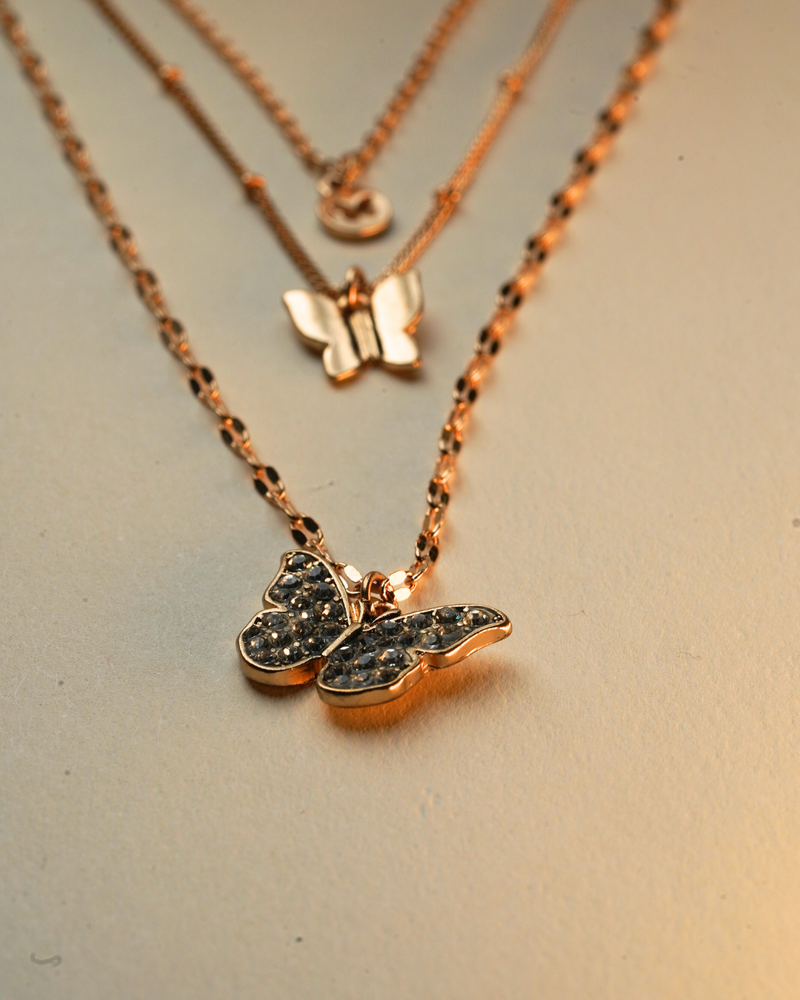 Fly Butterflies Necklace - Gold