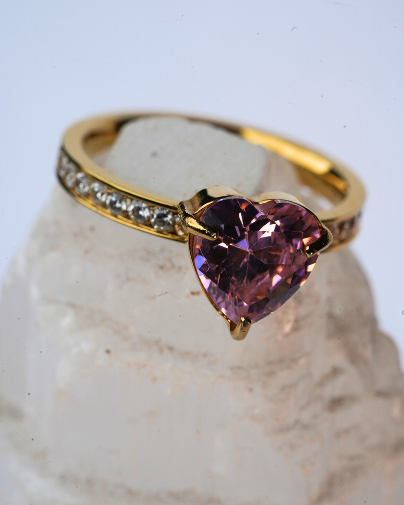 Pink Heart Ring - Gold/Pink