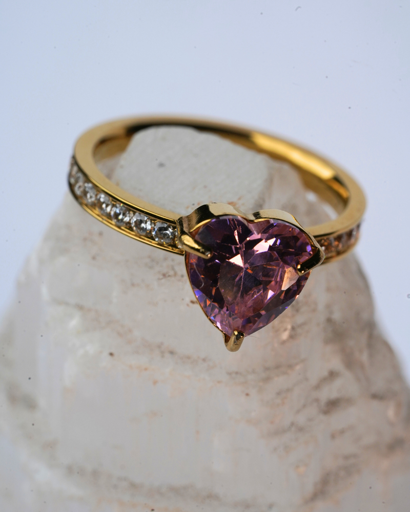 Pink Heart Ring - Gold/Pink