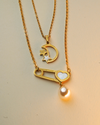 Pearl Hearts Necklace & Earrings Combo - Gold/White