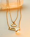 Pearl Hearts Necklace & Earrings Combo - Gold/White