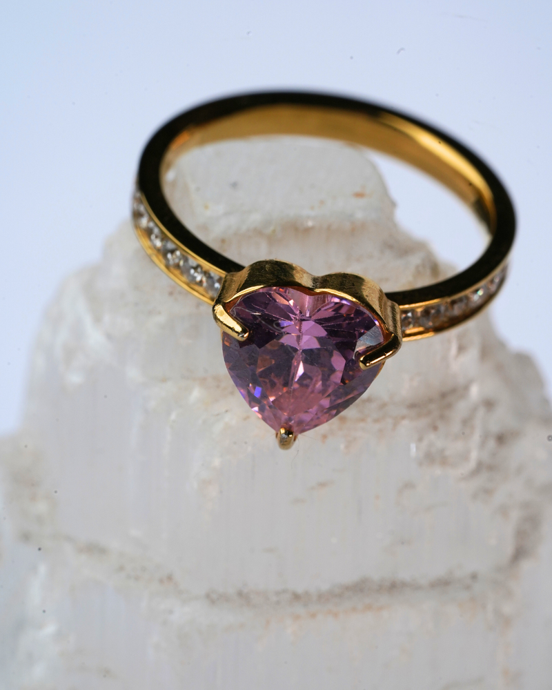 Pink Heart Ring - Gold/Pink