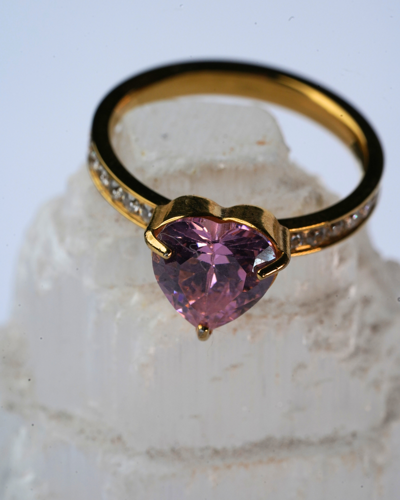 Pink Heart Ring - Gold/Pink