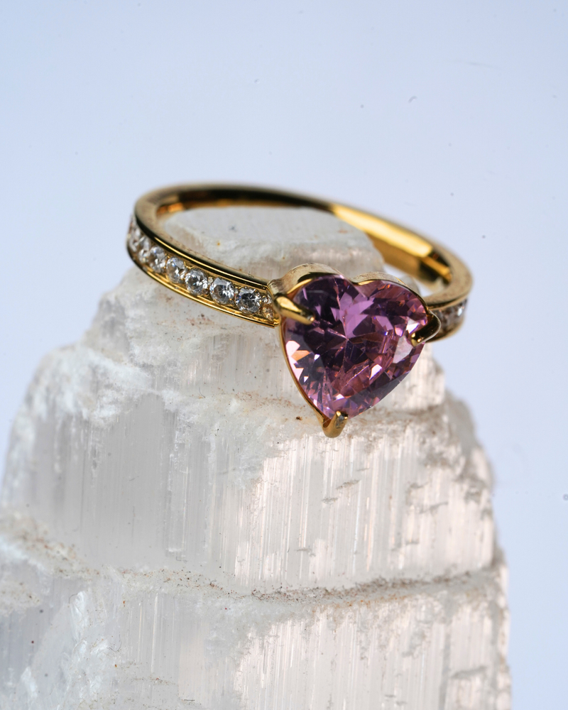 Pink Heart Ring - Gold/Pink