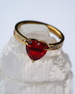 Red Heart Ring - Gold