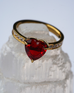 Red Heart Ring - Gold