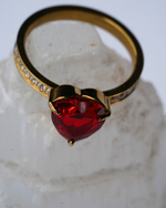 Red Heart Ring - Gold