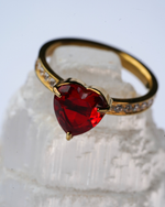 Red Heart Ring - Gold