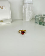 Red Heart Ring - Gold