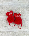 Ruby Hearts Ponytail Hair Tie